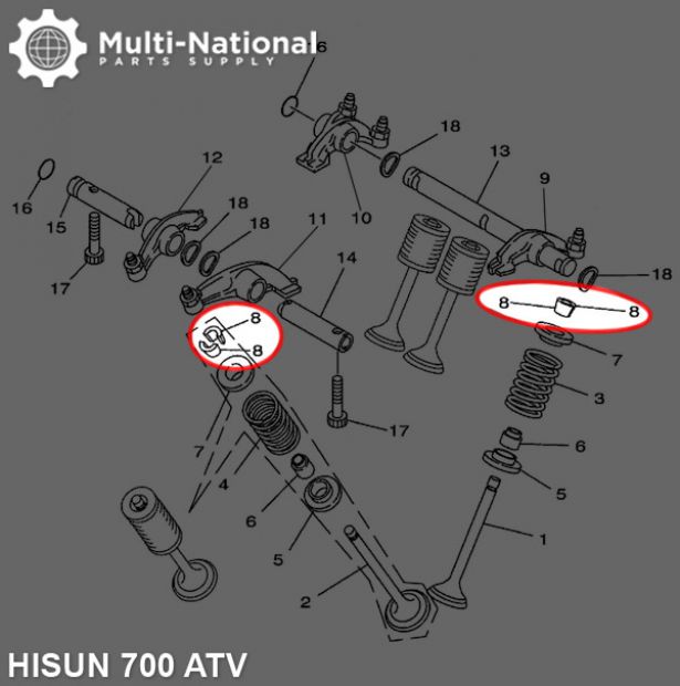 Valve Lock Clip - Seat Valve Spring, ATV, Hisun, 700cc (1pc) - 20A2470 - PBC1802F1