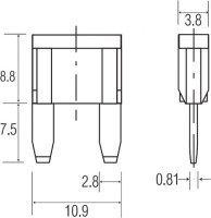 Mini Fuse - 15A, Blue, Silver-Plated Terminals (10pcs) - 60A9320 - PBC2268F1